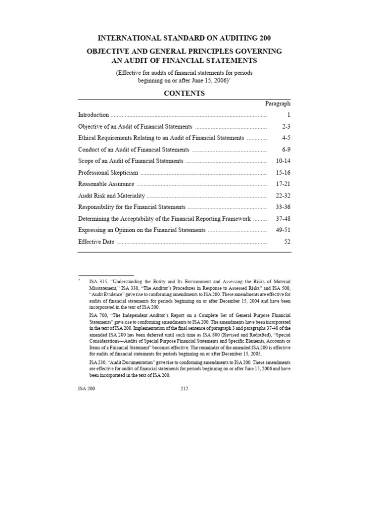 Isa 200 Principles Of Financial Audits Pdf Audit Auditor S Report