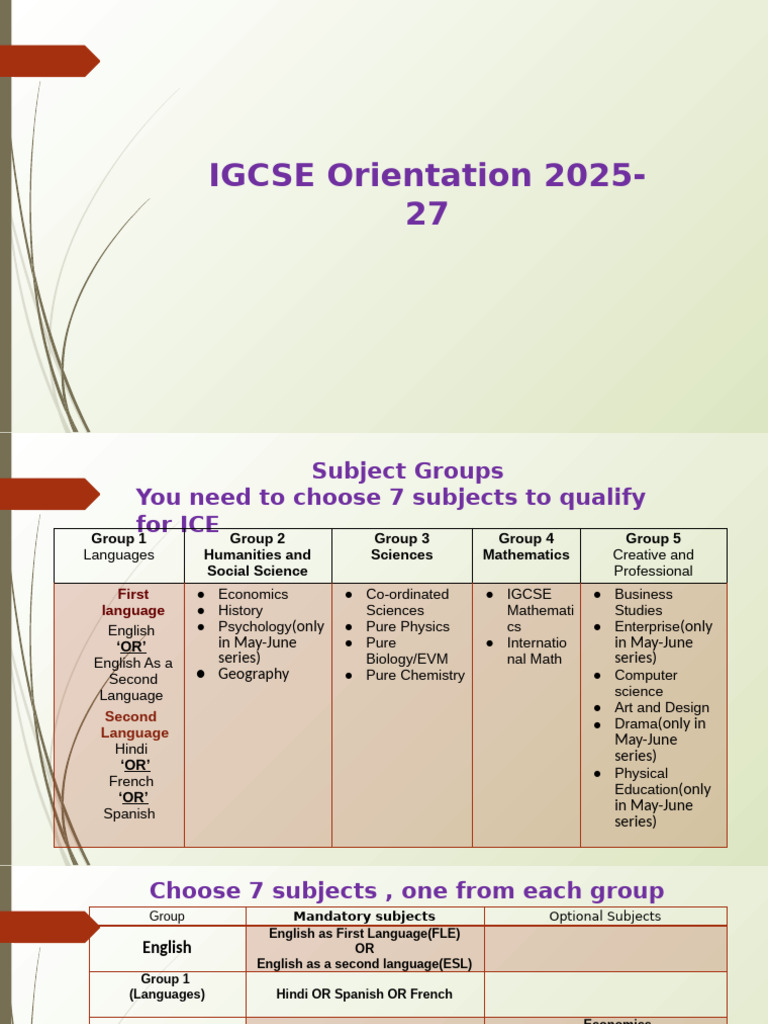 IGCSE Pure Science Subject Guide 2025-27 | PDF | Science