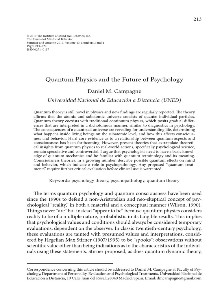 Quantum Physics and The Future of Psychology | PDF | Quantum Mechanics ...