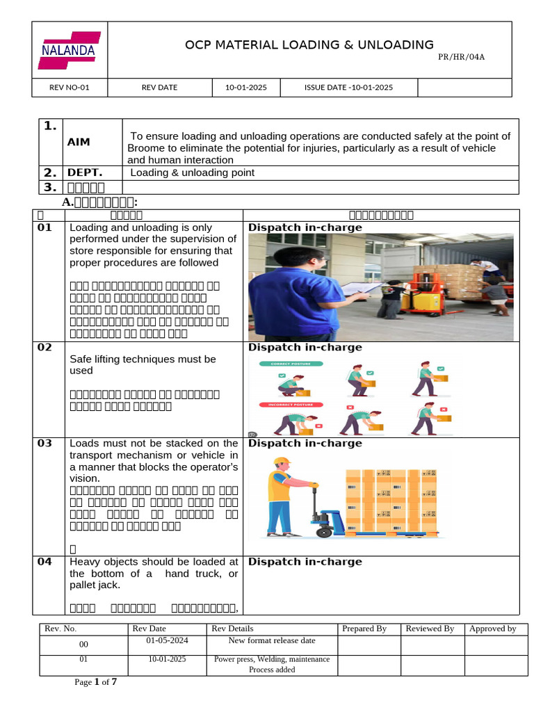 17. OCP Material Loading Unloading Procedure | PDF