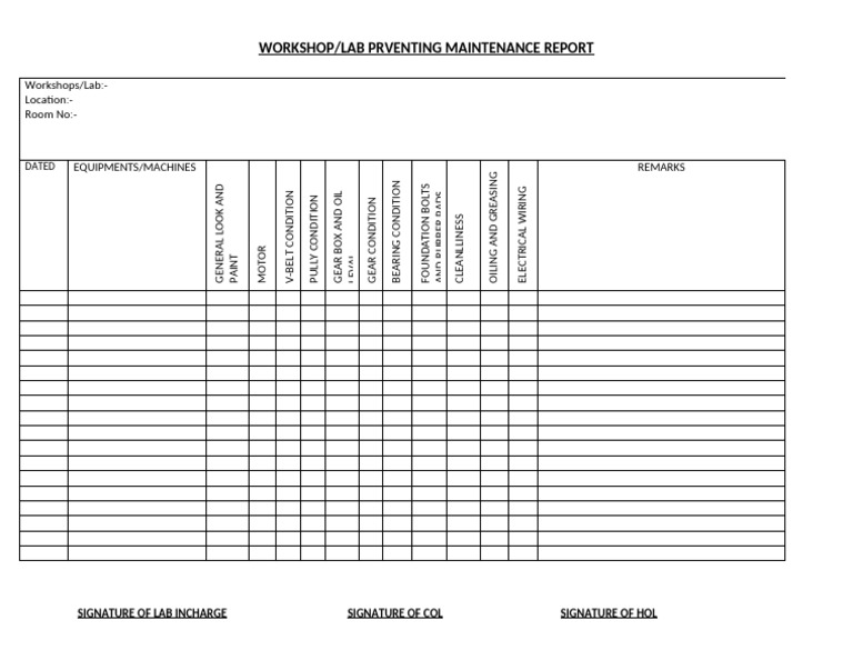 REPORT OF MAINTENANCE | PDF
