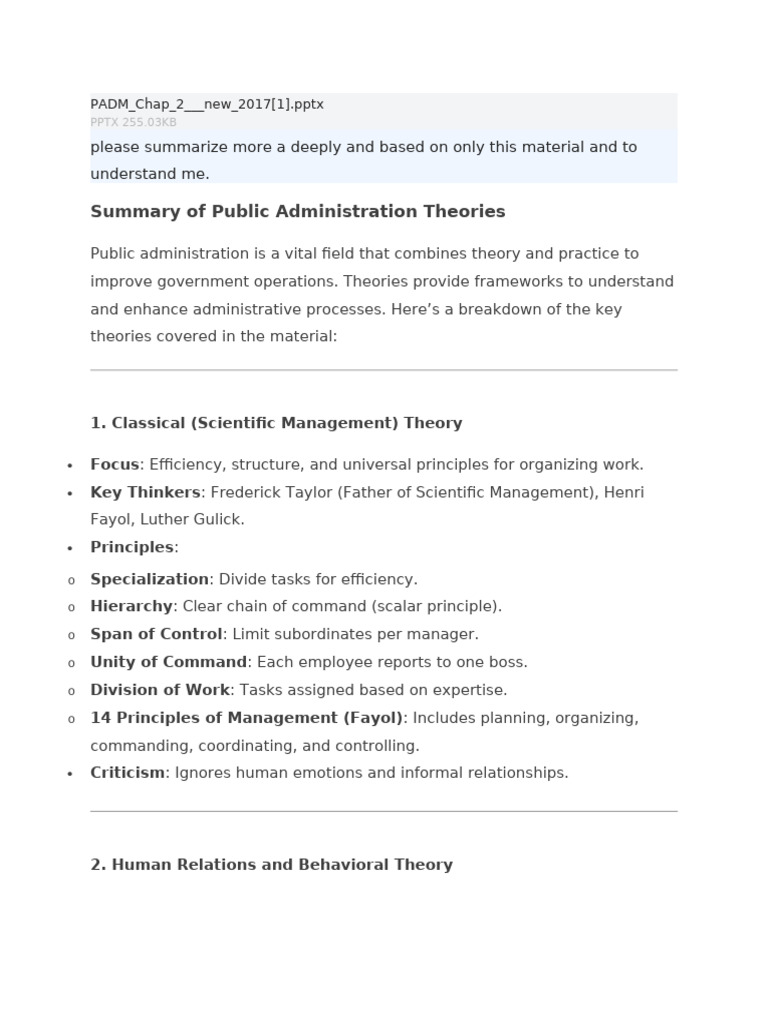 Public Administration Theories Overview | PDF | Policy | Governance