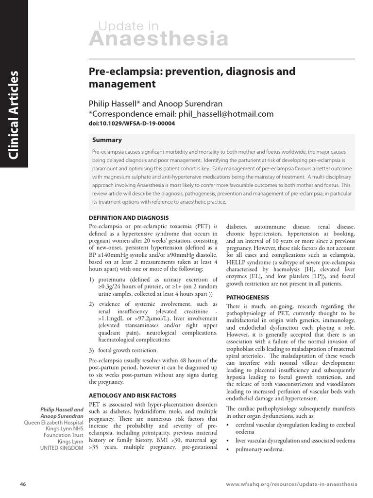 Pre-eclampsia: Diagnosis and Management Guide | PDF | Hypertension ...