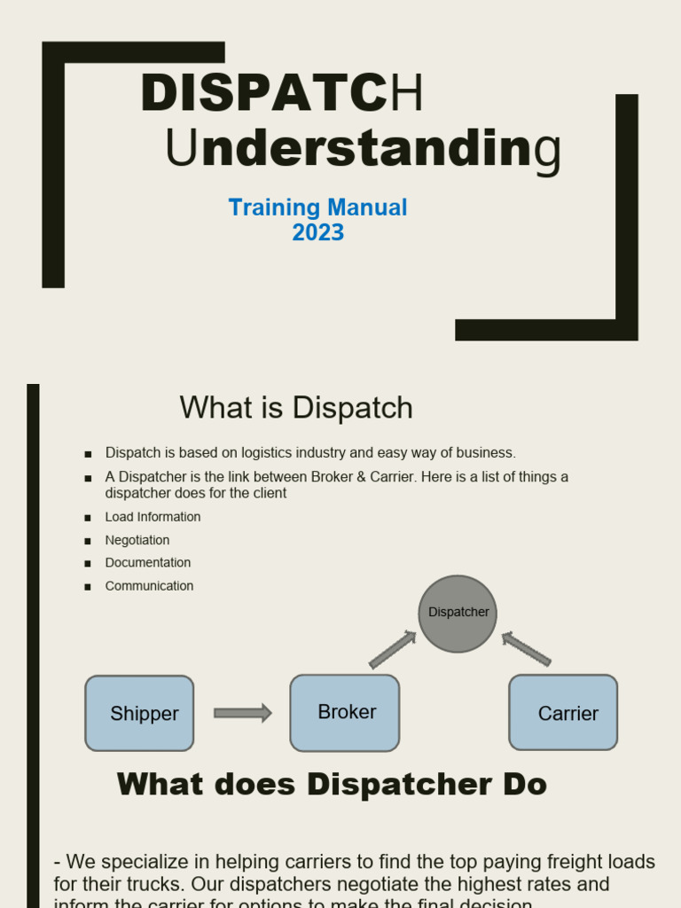 Dispatcher Training Manual 2023 | PDF | Cargo | Truck
