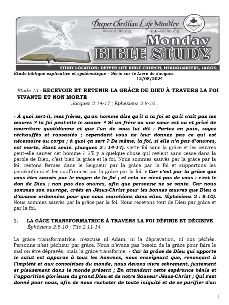 Foi vivante et grâce de Dieu | PDF | Dieu | Grâce (christianisme)