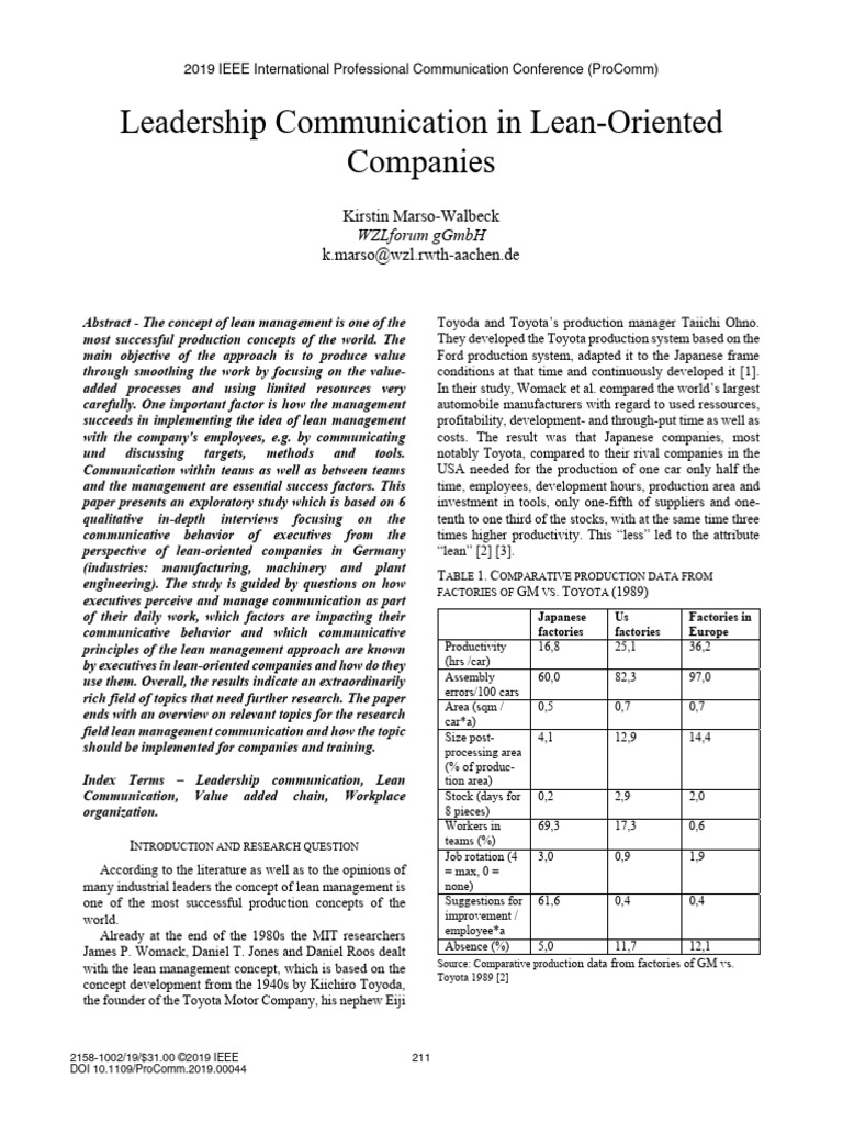 Leadership Communication in Lean Companies | PDF | Leadership ...