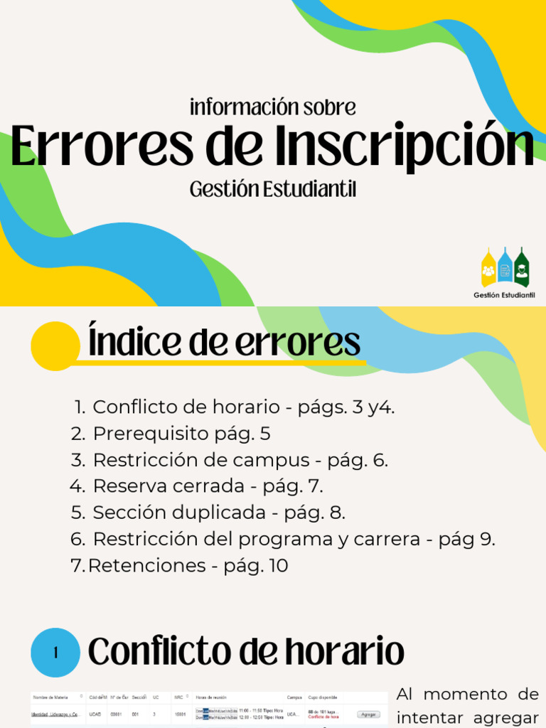 Errores Comunes en Inscripción Estudiantil | PDF