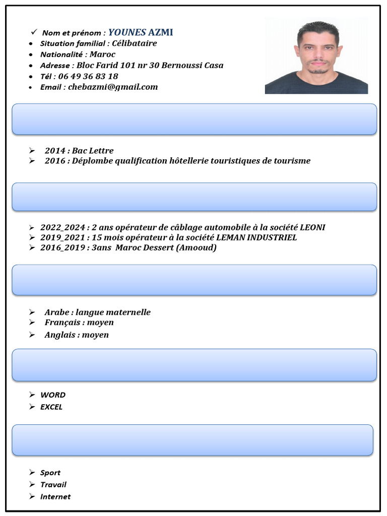 CV de Younes Azmi - Câblage Maroc | PDF