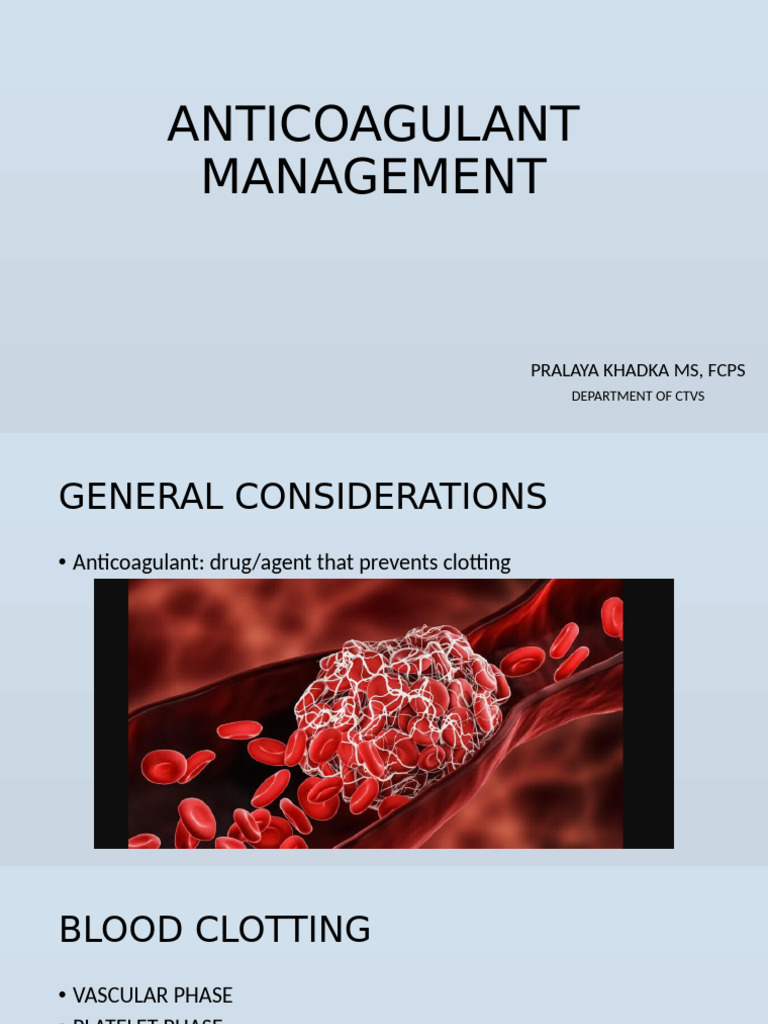 Anticoagulant Management for Surgery | PDF | Coagulation | Medical ...