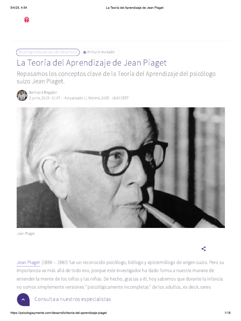 Teoría del Aprendizaje de Piaget | PDF | Constructivismo (filosofía de ...