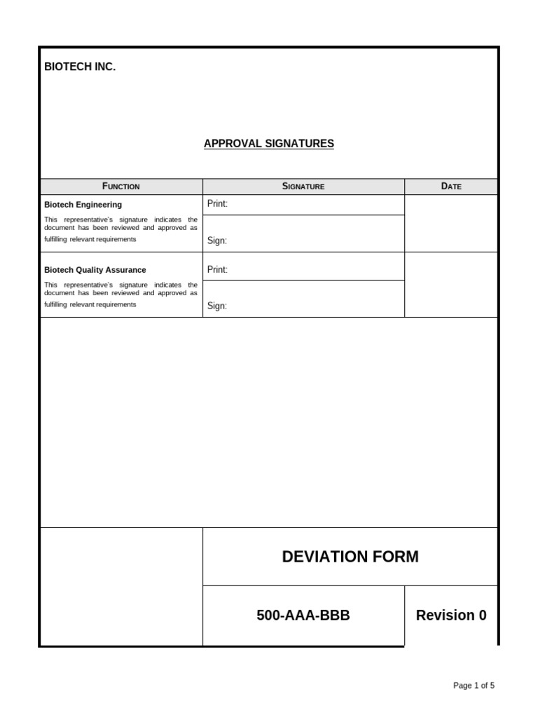 Deviation Form for Biotech Testing | PDF | Documentation | Error