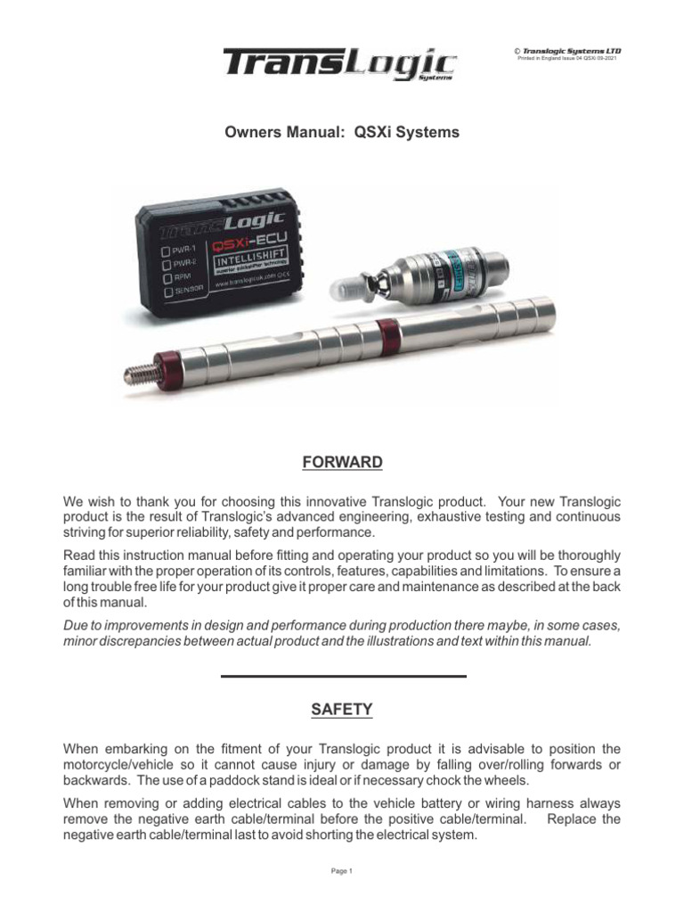 Translogic QSXi Quickshifter Manual | PDF | Electrical Connector ...