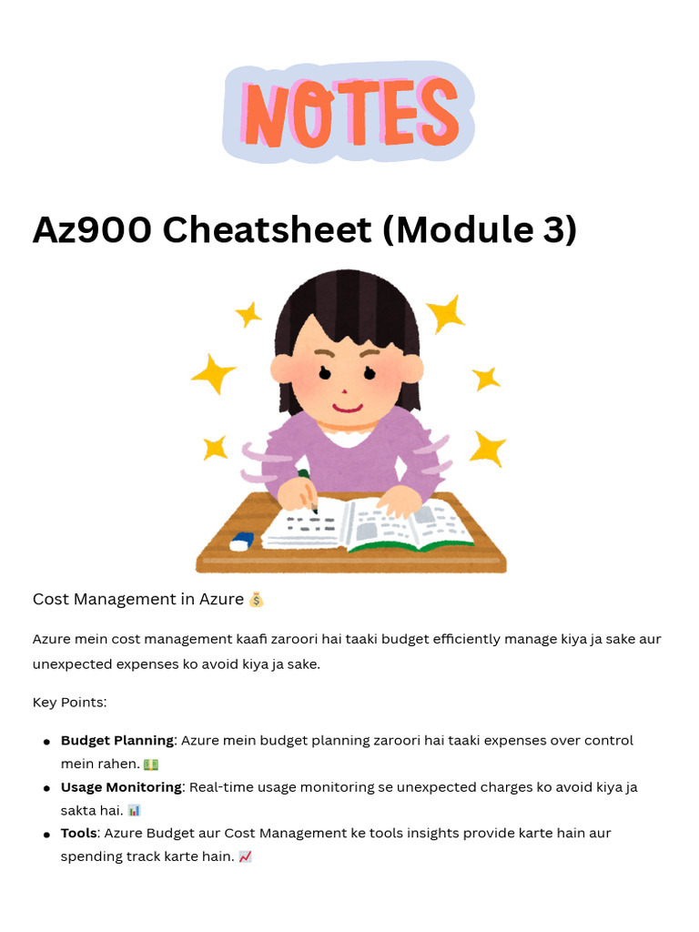 Az900 Exam Notes Module 3 Hinglish | PDF | Microsoft Azure | Cloud ...