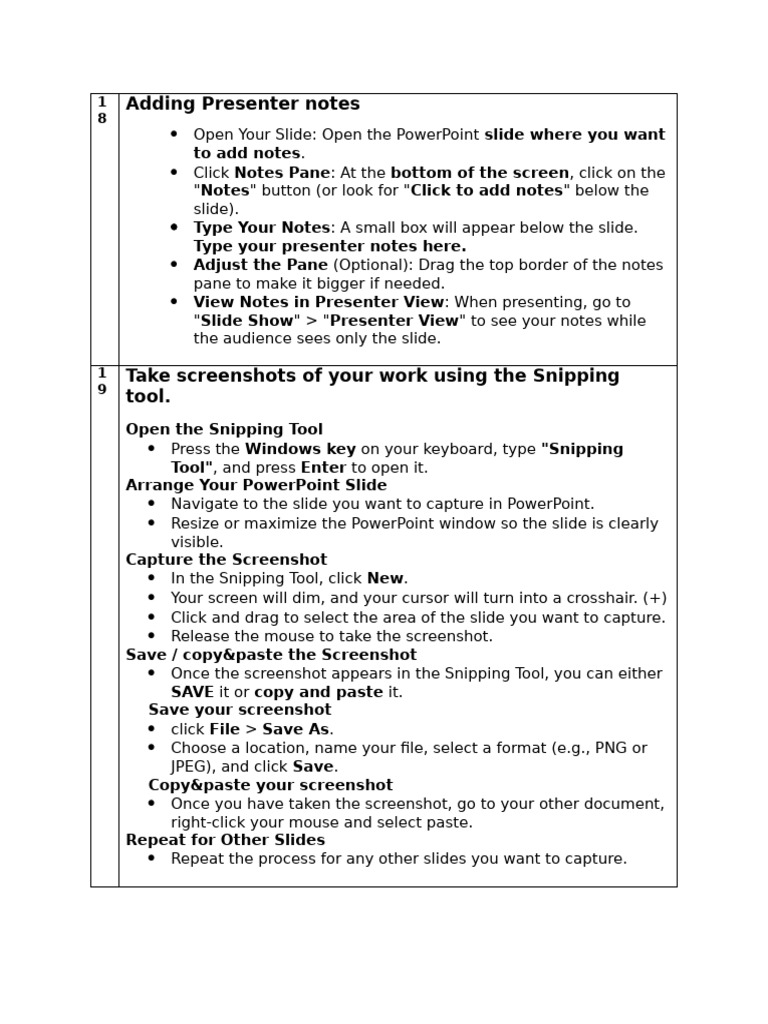 Adding Presenter Notes and Screenshots in PowerPoint | PDF