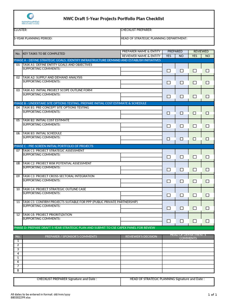 5-Year Projects Portfolio Checklist | PDF