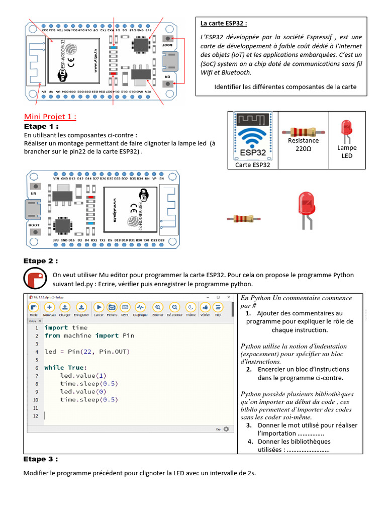 Programmation ESP32 avec Python | PDF | Python (Langage de ...
