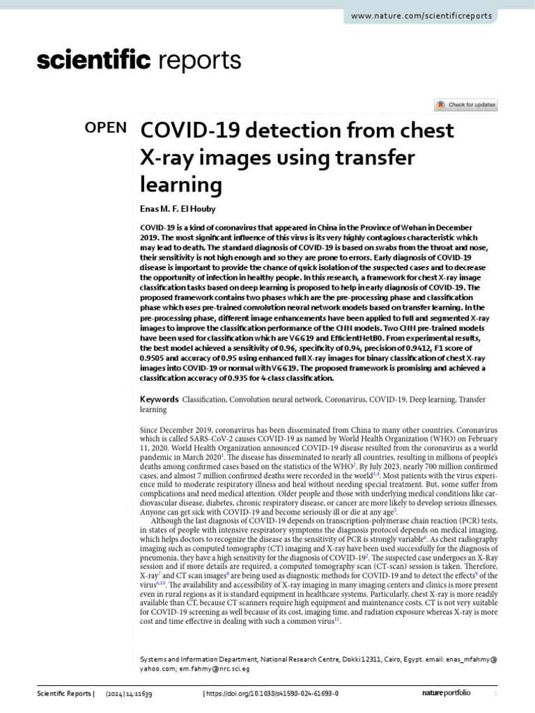 COVID 19 Detection From Chest X Ray Images Using Transfer Learning ...