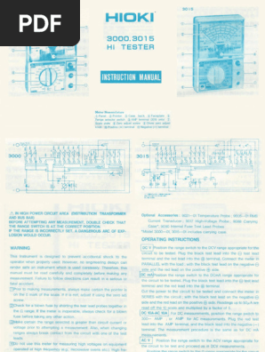 HIOKI 3000 - 3015 - Hi - Tester - Multimeter | PDF