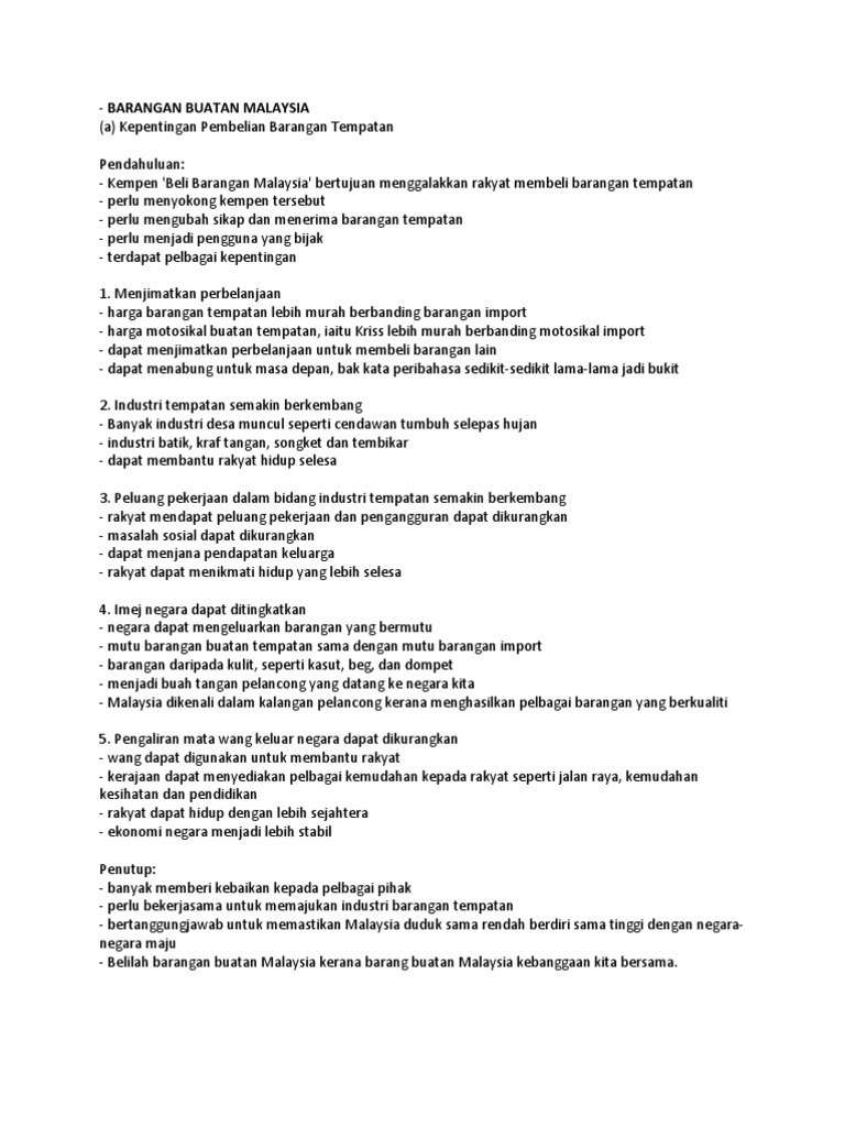 Barangan Buatan Malaysia Pdf