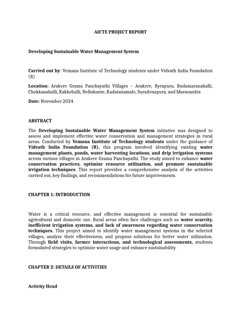 Sustainable Water Management in Rural Areas | PDF | Water Conservation ...