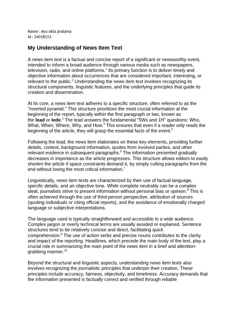 Understanding News Item Text | PDF | News | Jargon