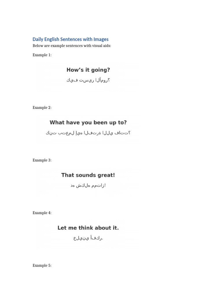 English Sentences With Images | PDF