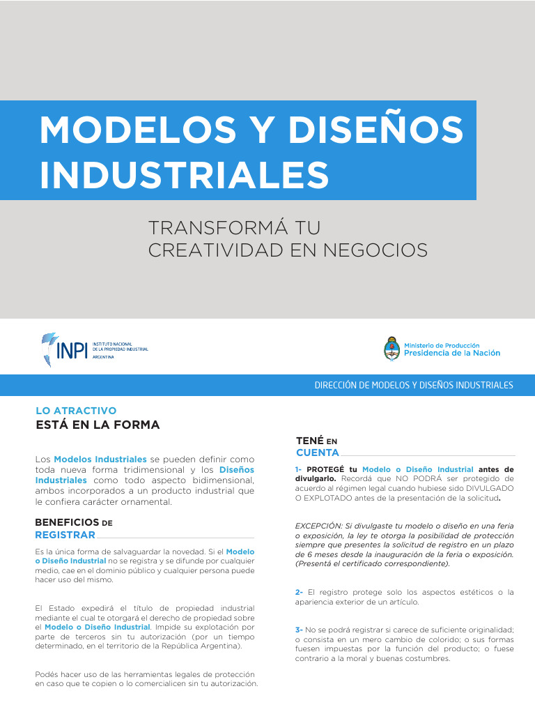 Protección de Modelos y Diseños Industriales | PDF
