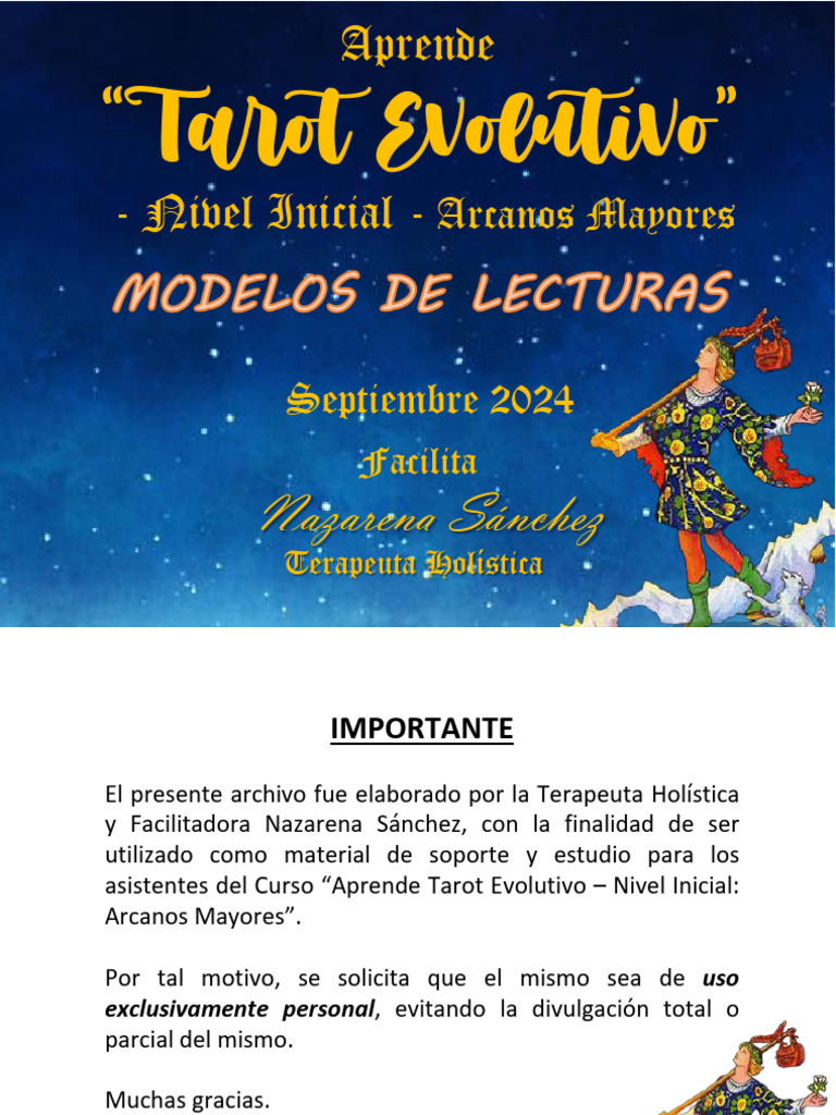Curso de Tarot Evolutivo Inicial | PDF | Tarot | Arcanos Mayores