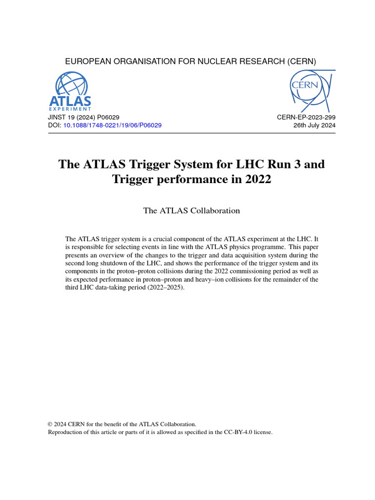 The ATLAS Trigger System For LHC Run 3 and Trigger Performance in 2022 ...