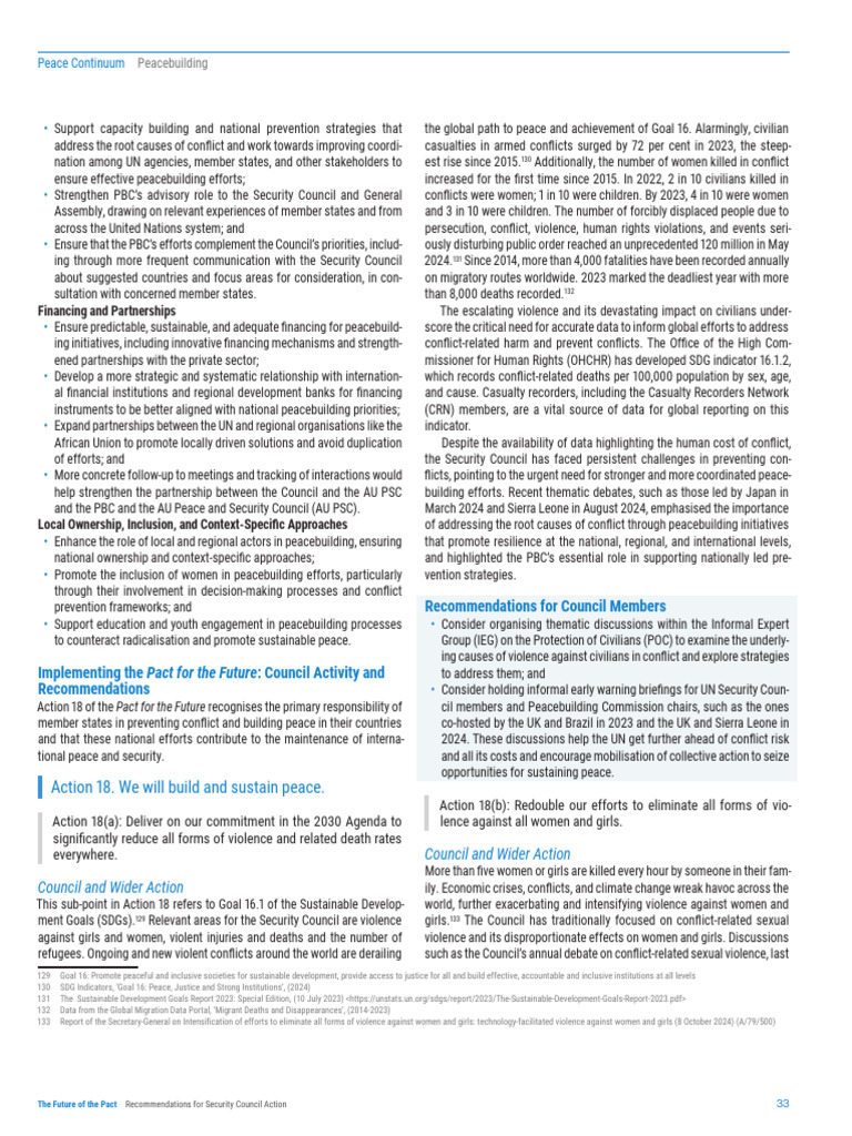UN Security Council Report - Page33 | PDF | Peacebuilding | Violence