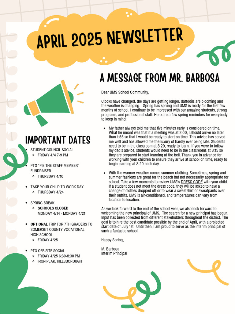 April 2025 Newsletter: A Message From Mr. Barbosa | PDF