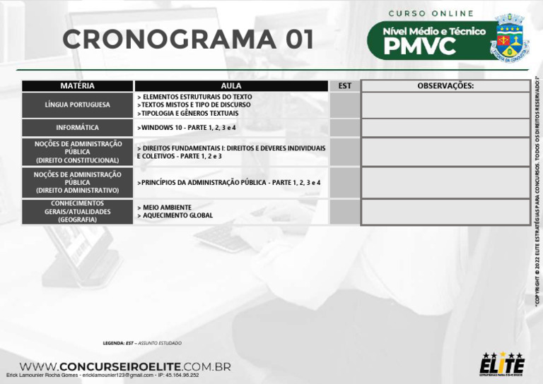 Cronograma de Estudos para Concursos | PDF