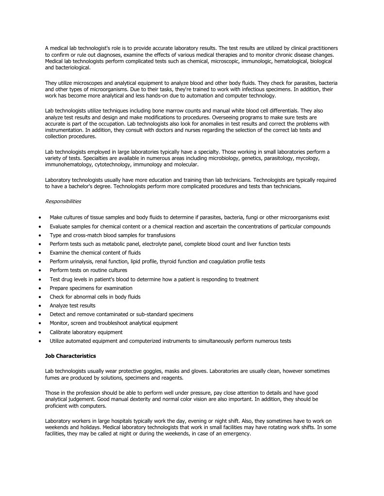 A Medical Lab Technologist | Medical Laboratory | Professional