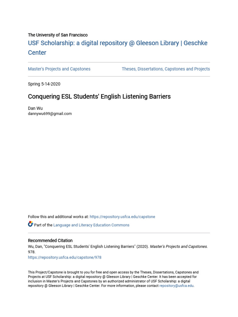 Overcoming ESL Listening Challenges | PDF | English As A Second Or ...