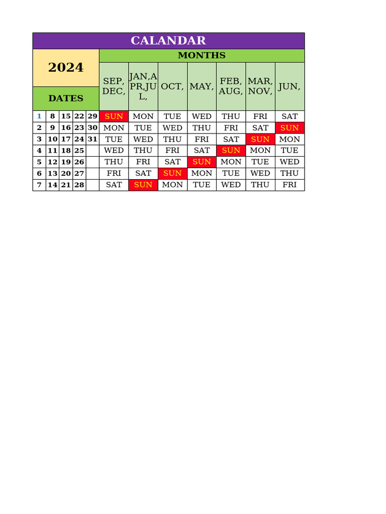 One Page Calendar Sheet | PDF