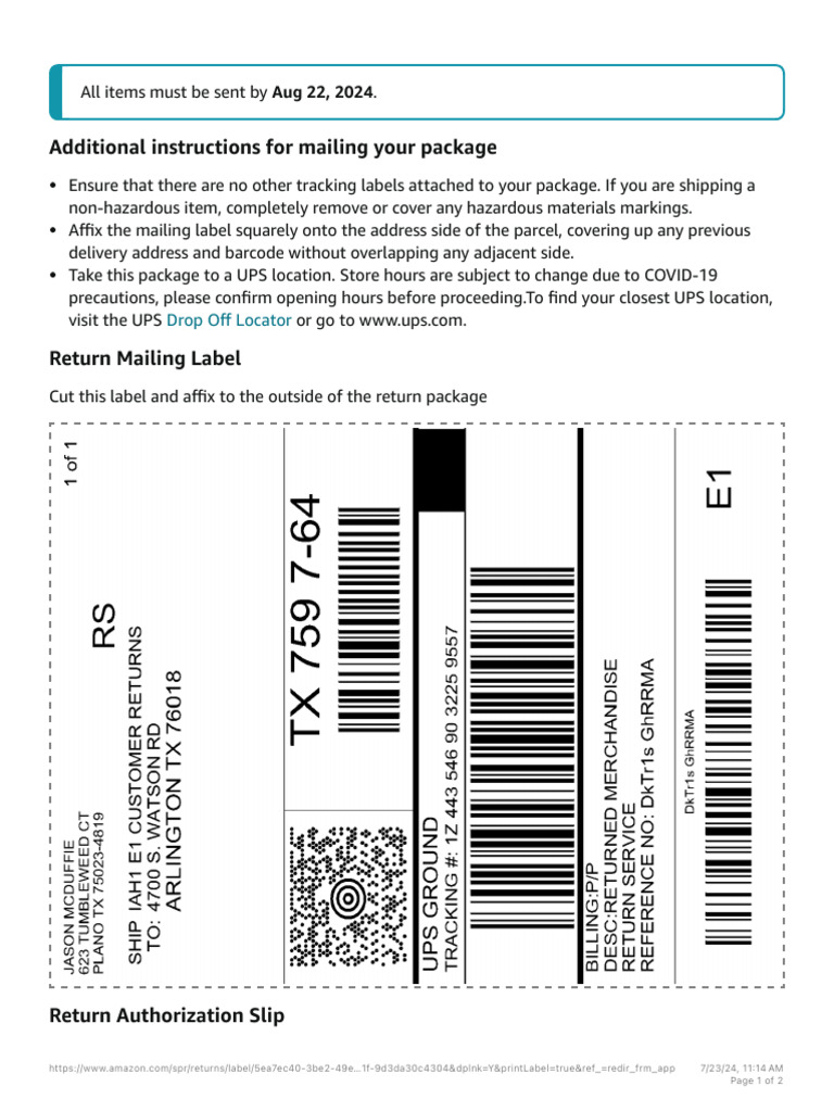 Online Return Center | PDF