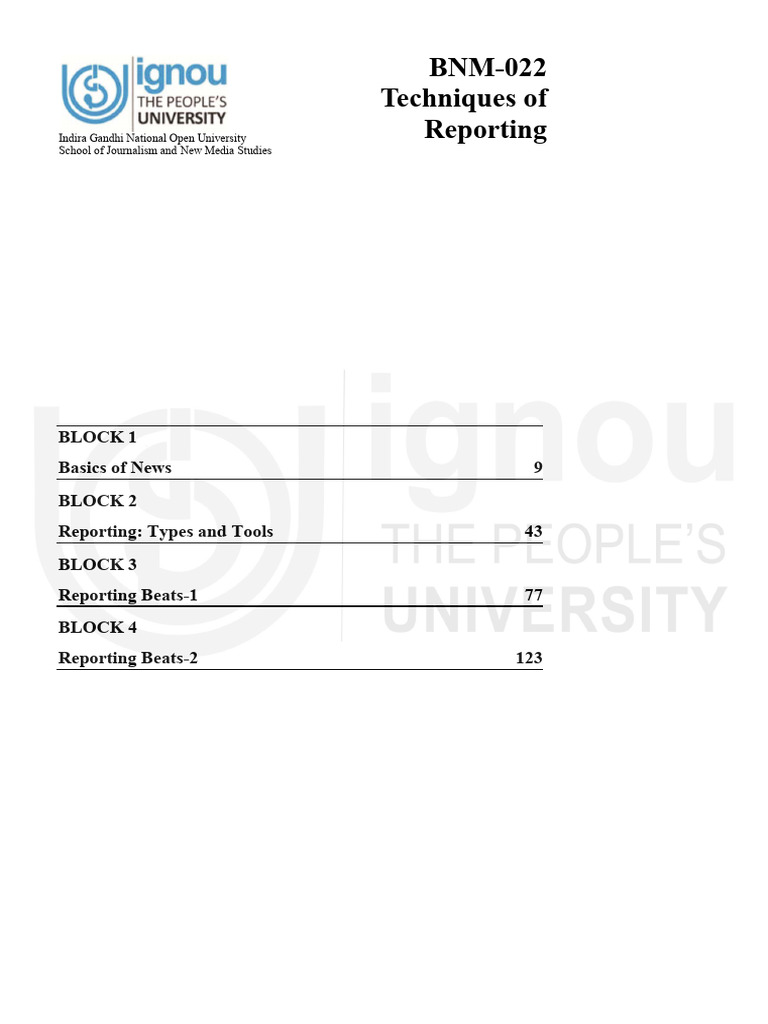 BNM-022 Techniques of Reporting | PDF | News | Information