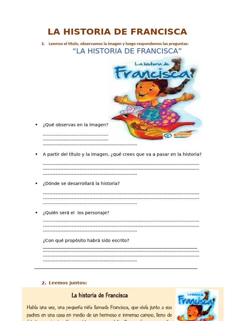 Comprensión Lectora: La Historia de Francisca | PDF