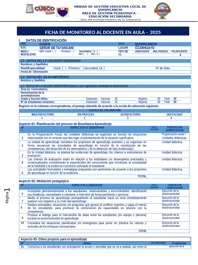 Ficha de Acompañamiento Docente 2025 | PDF | Evaluación | Aprendizaje