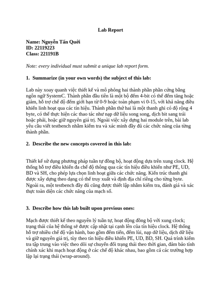 Lab Report 22119215 | PDF
