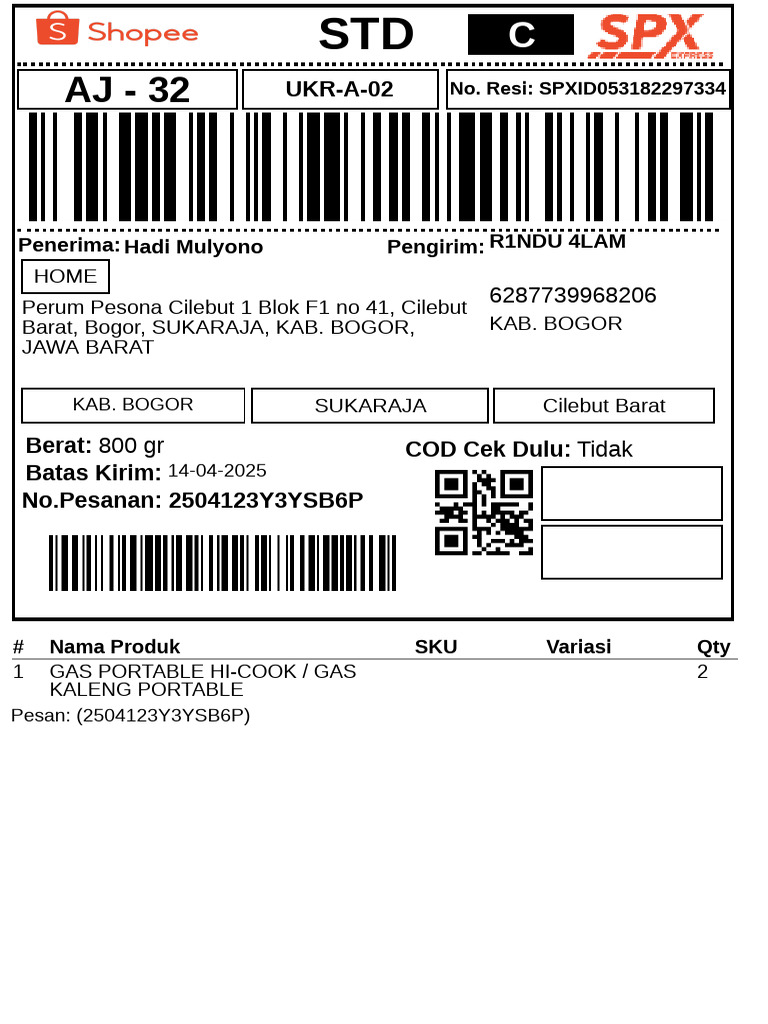 Label Pengiriman - Reguler 24.jpeg | PDF