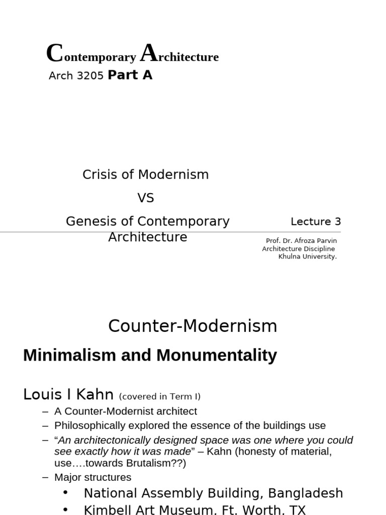 Modern Architecture Lecture 3 | PDF