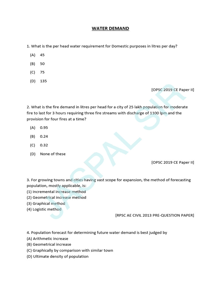 Water Demand Estimation Methods | PDF | Water | Demand