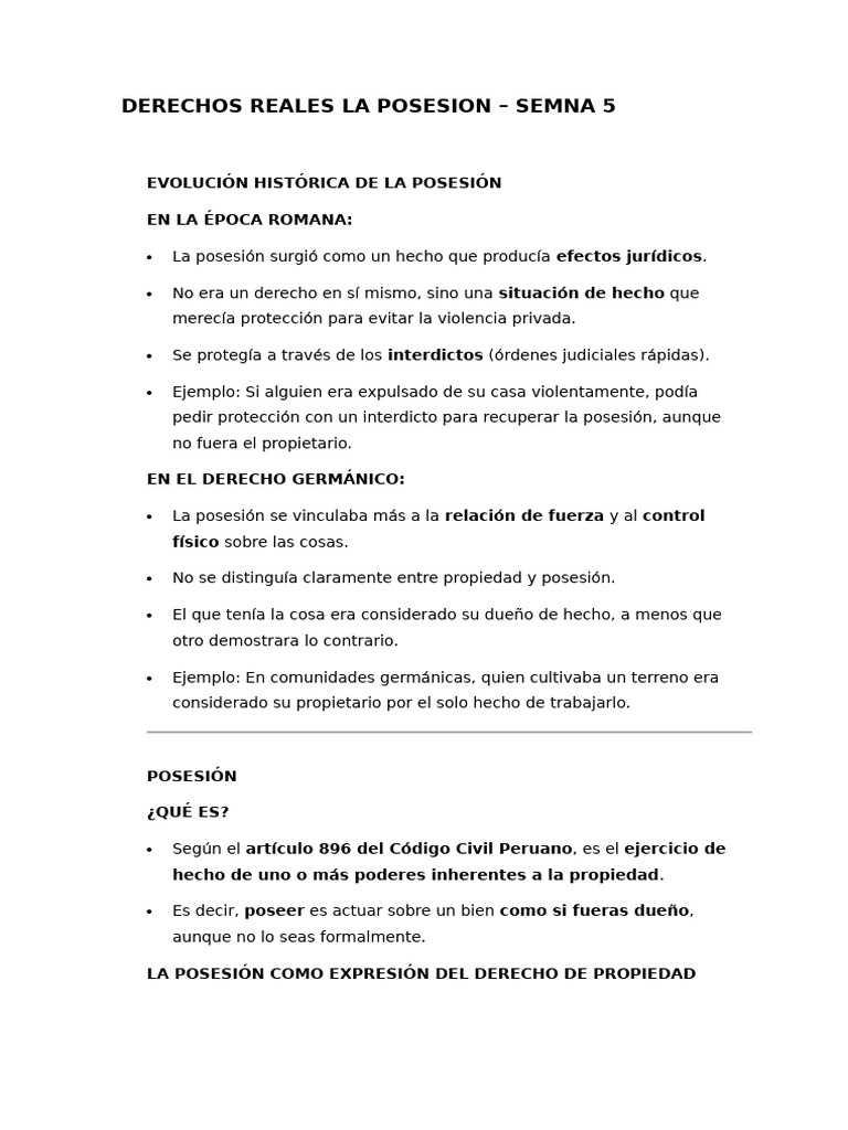 Historia y Conceptos de la Posesión Jurídica | PDF | Posesión (Ley ...