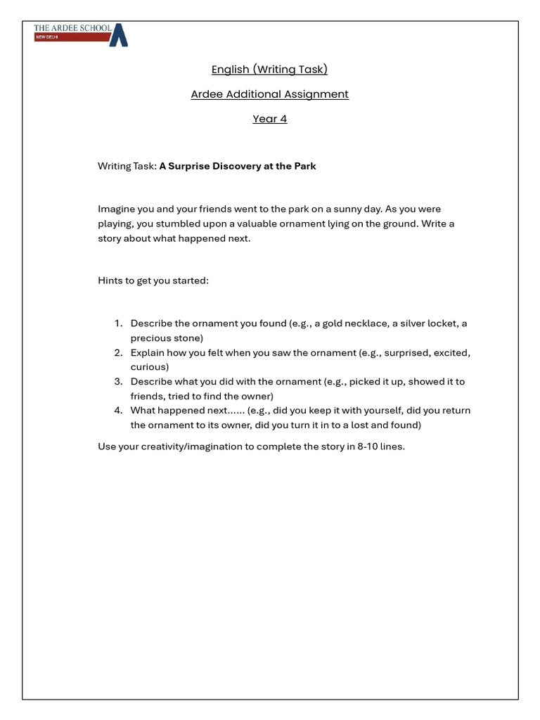 Story Writing Ardee Additional Assignment | PDF