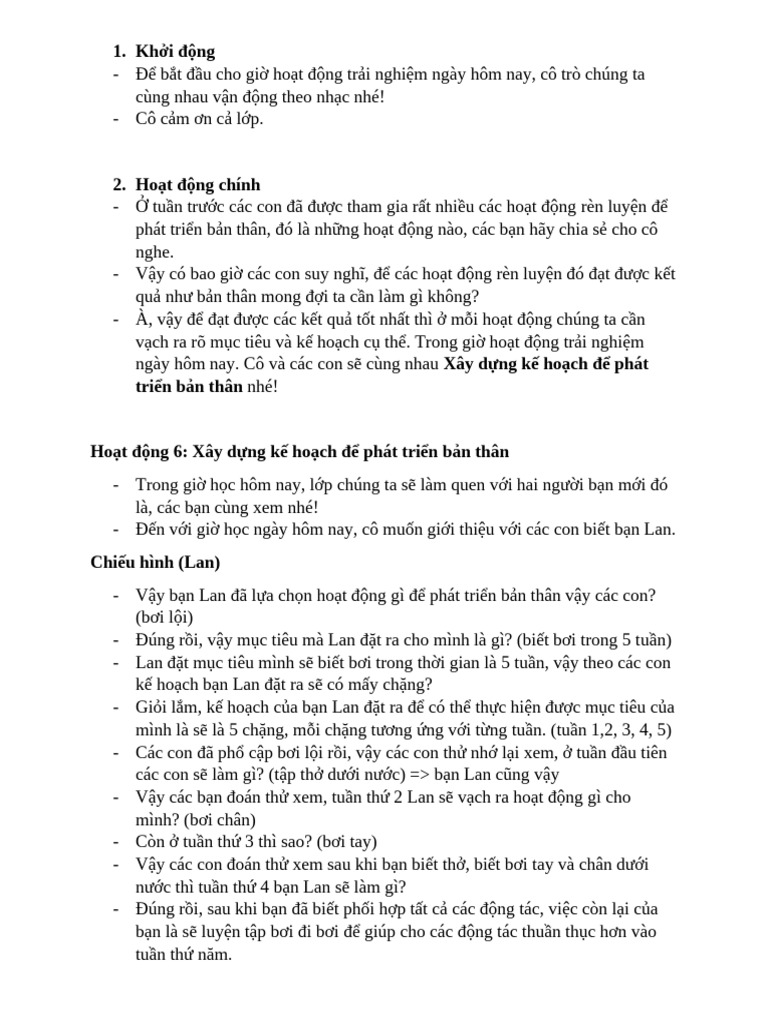 GA chi tiết HDTN tuần 23 | PDF