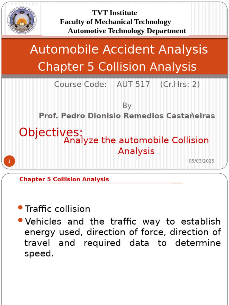 AUT517 Chapter 5 Collision Analysis | PDF | Traffic Collision | Traffic