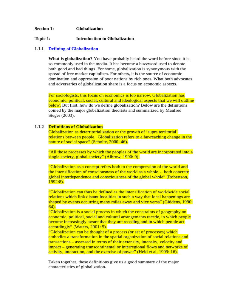 Understanding Globalization: Key Concepts | PDF | World Systems Theory ...