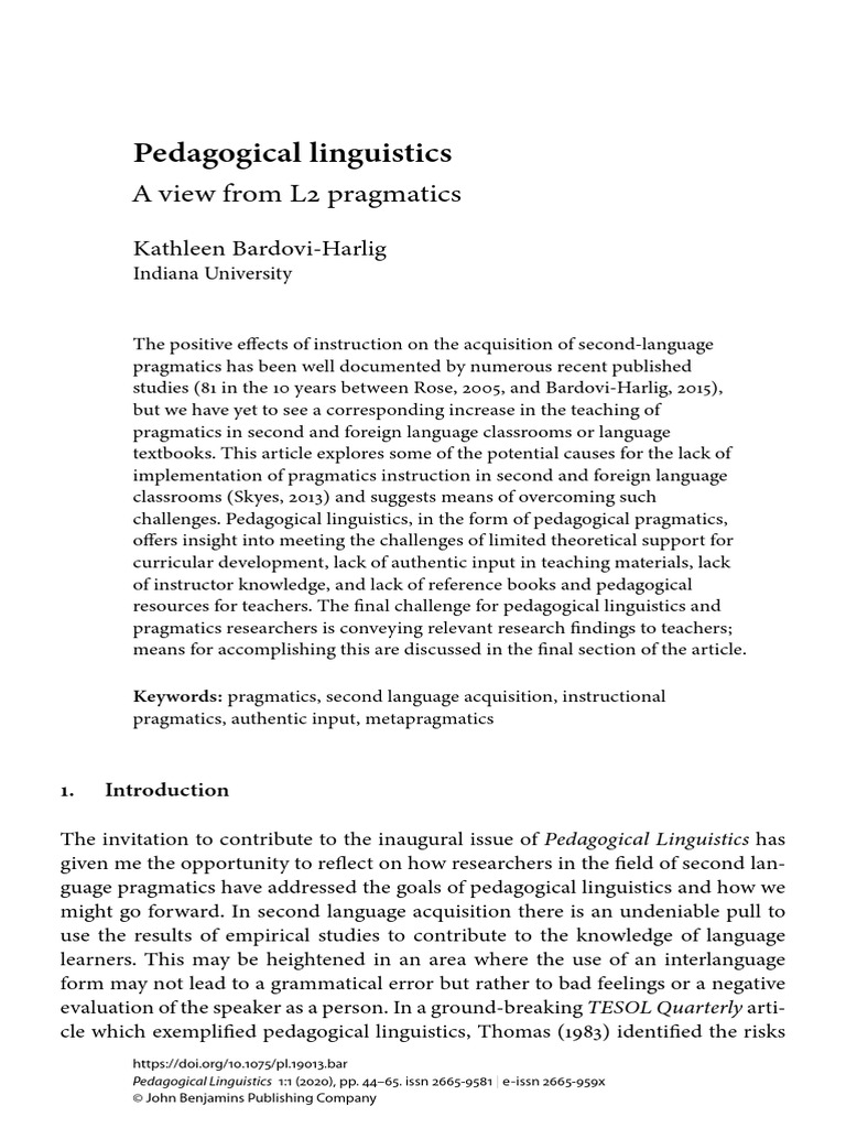 Challenges in Teaching L2 Pragmatics | PDF | English As A Second Or ...