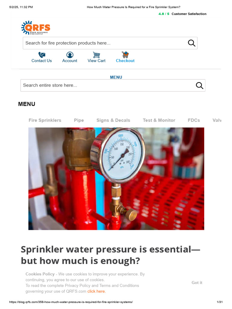 Fire Sprinkler System Pressure Requirements | PDF | Fire Sprinkler ...